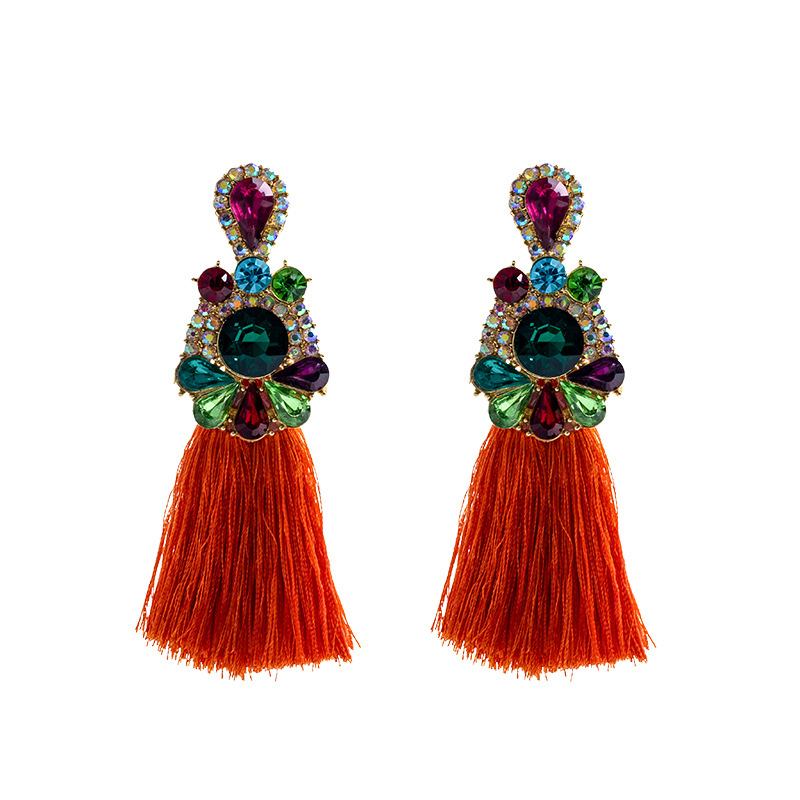 Ethnic Fashion Brand - أقراط ملونة من سبيكة الألماس مرصعة