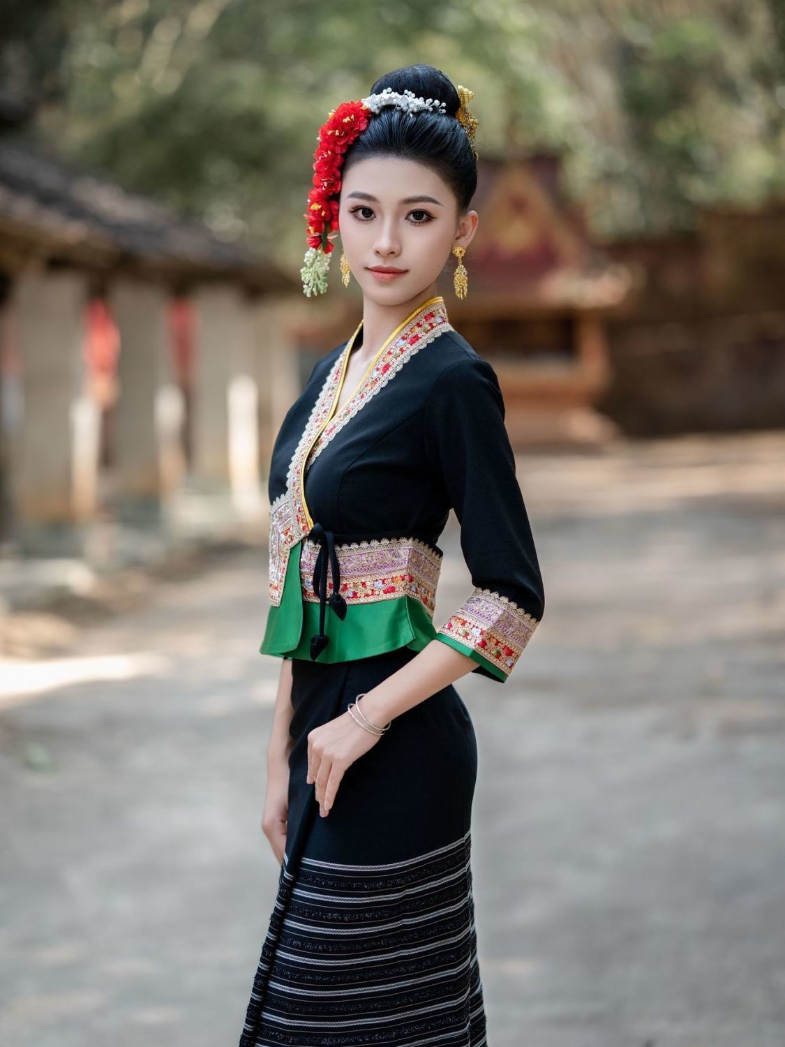 2 قطعة تايلاند ميانمار النساء  - مراجعة Ethnic Style وسعره